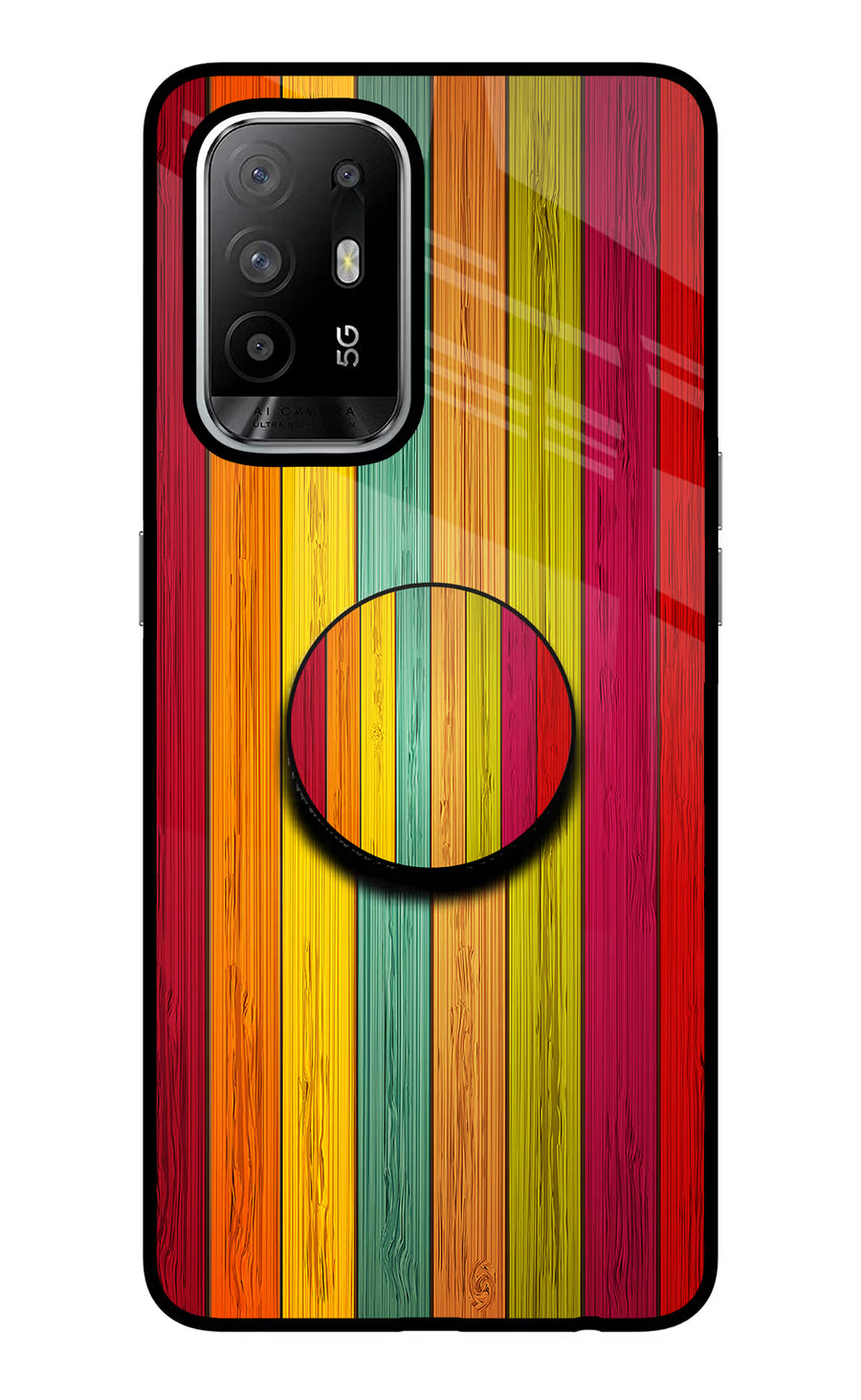 Multicolor Wooden Oppo F19 Pro+ Pop Case, Glass case