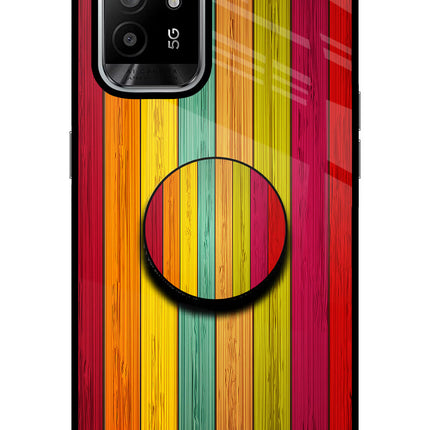 Multicolor Wooden Oppo F19 Pro+ Glass Case