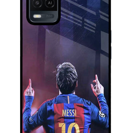 Messi Oppo A54 Glass Case Back Cover by Casekaro