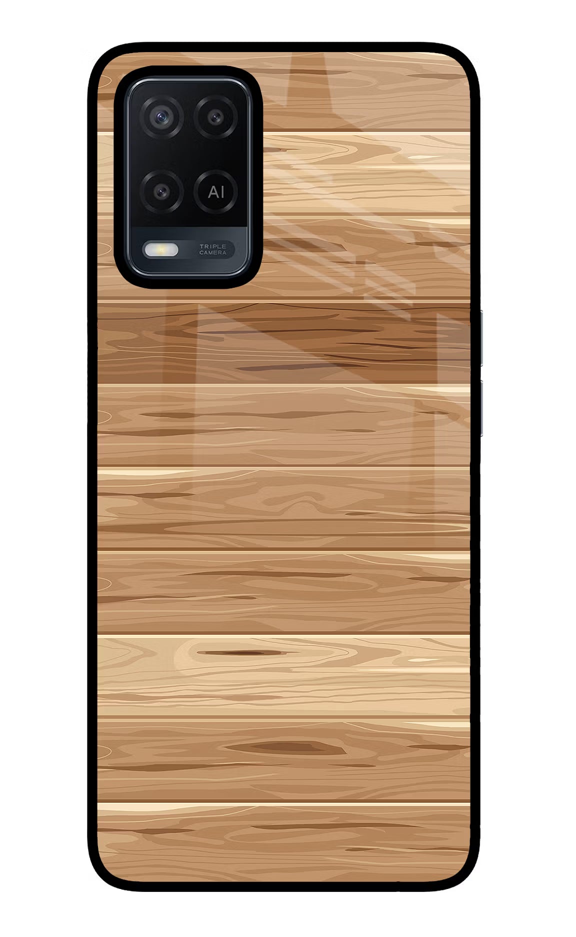 Wooden Vector Oppo A54 Glass Case Back Cover by Casekaro