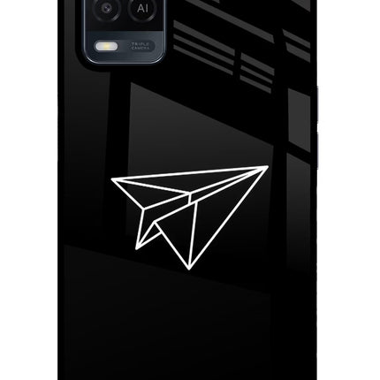 Paper Plane White Oppo A54 Glass Case Back Cover by Casekaro