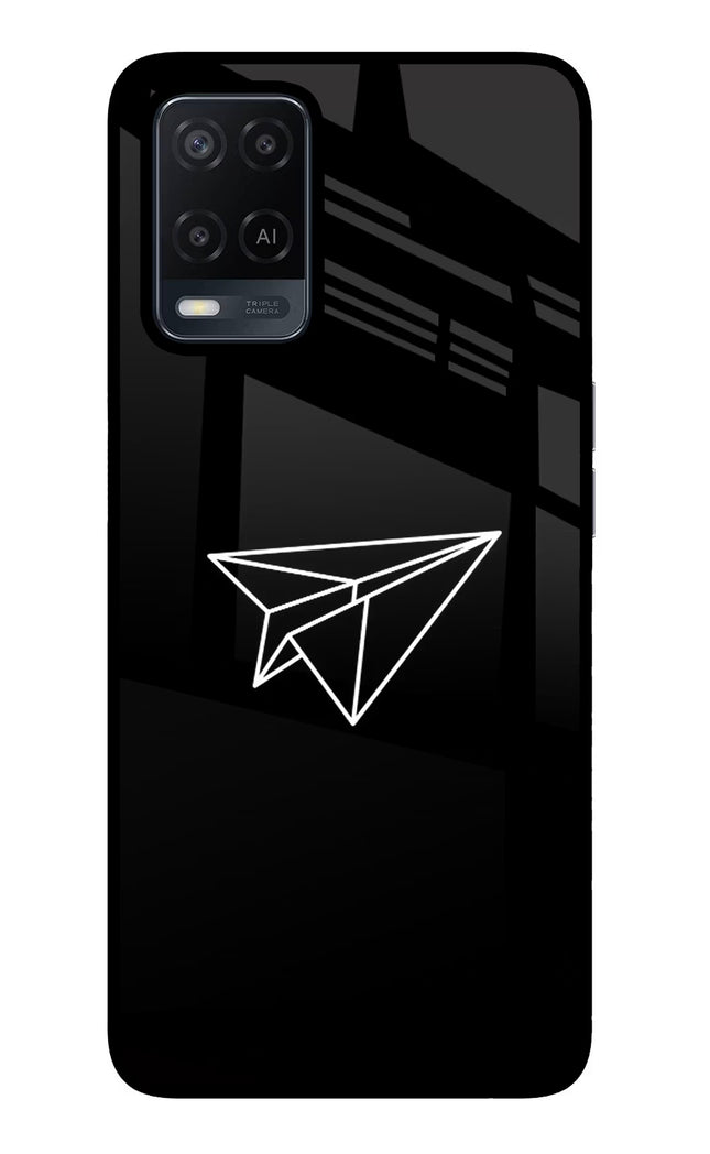 Paper Plane White Oppo A54 Glass Case Back Cover by Casekaro