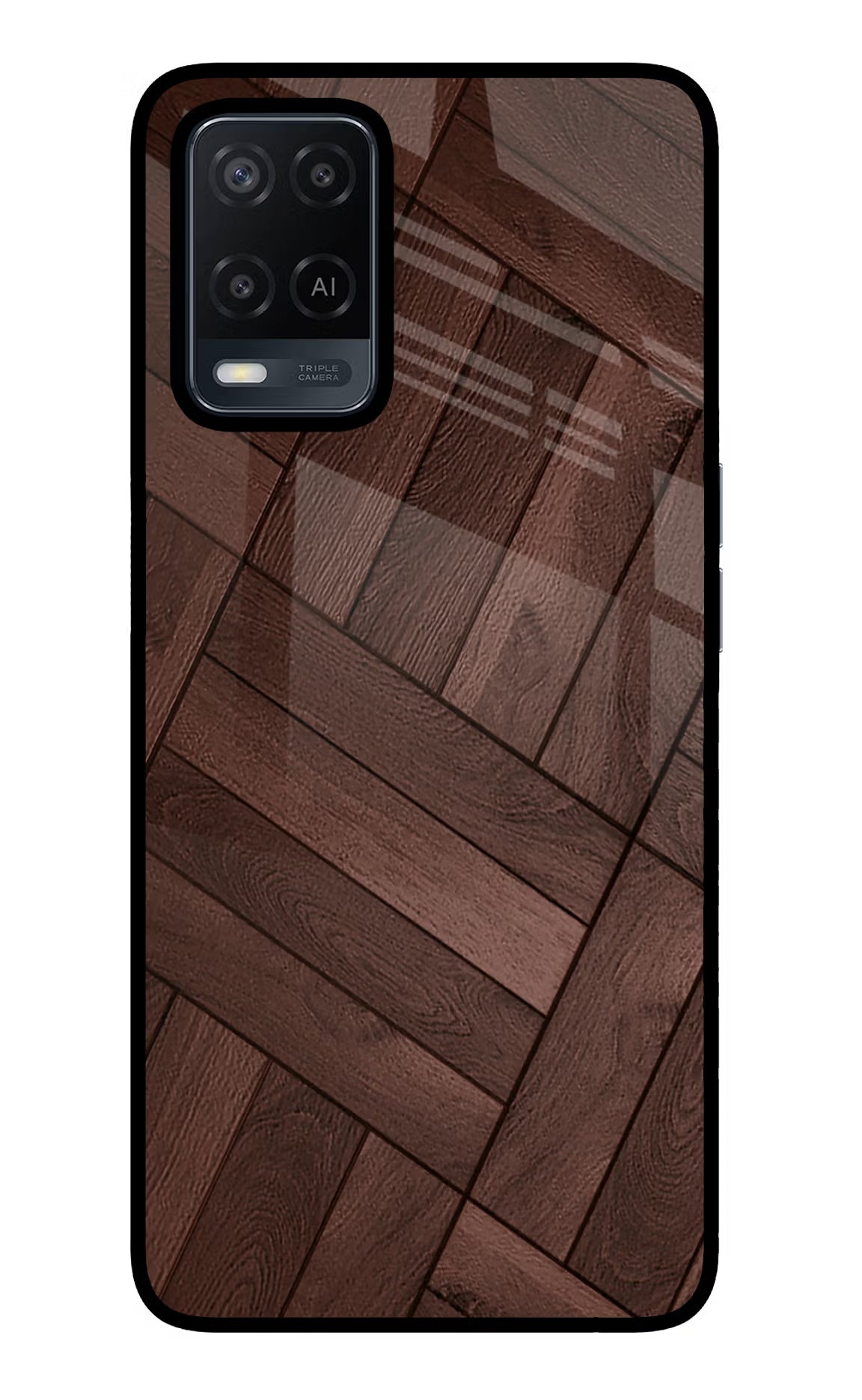 Wooden Texture Design Oppo A54 Glass Case Back Cover by Casekaro