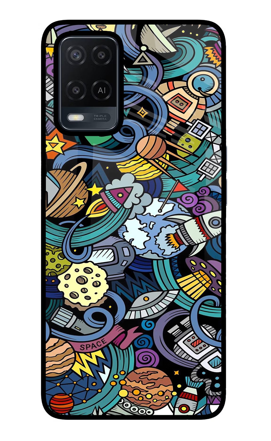 Space Abstract Oppo A54 Glass Case Back Cover by Casekaro