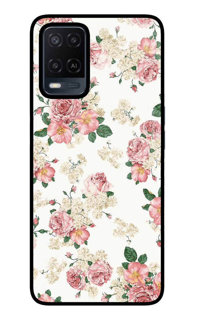 Flowers Oppo A54 Glass Case Back Cover by Casekaro