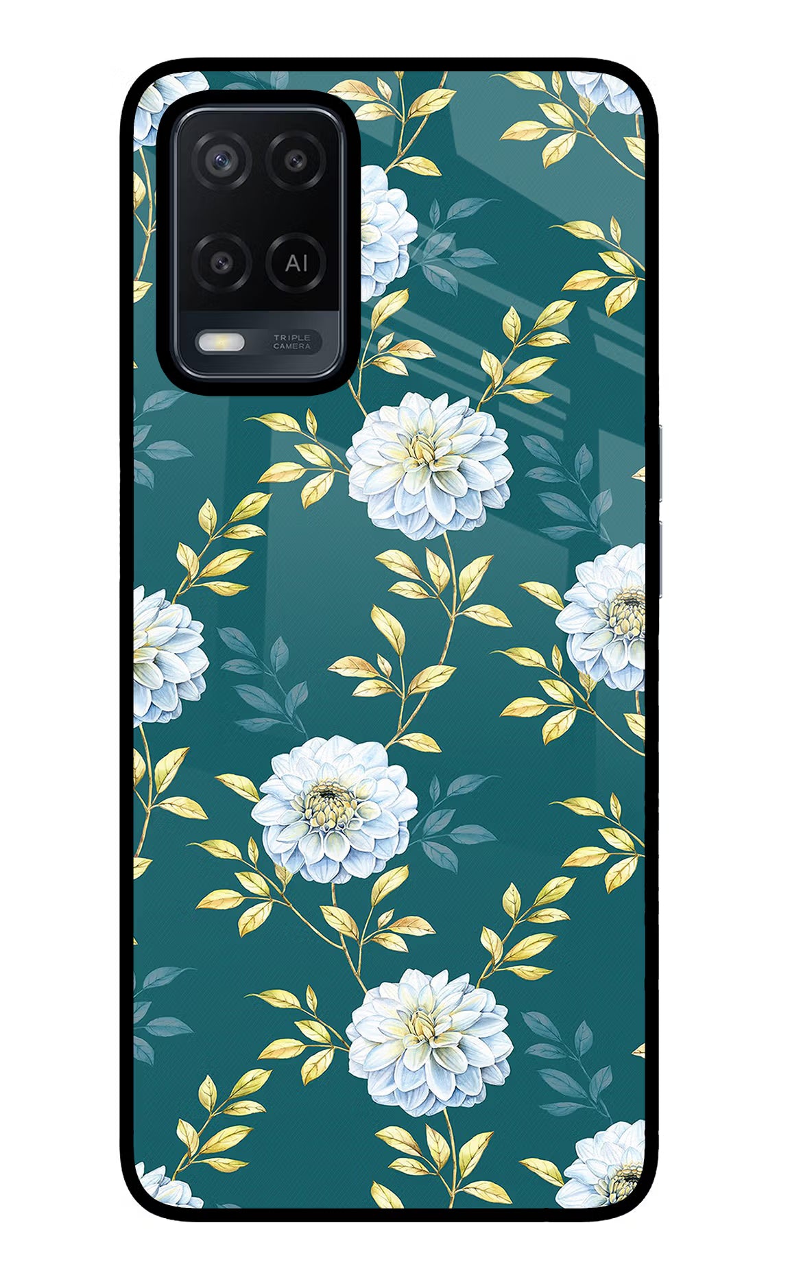 Flowers Oppo A54 Glass Case Back Cover by Casekaro