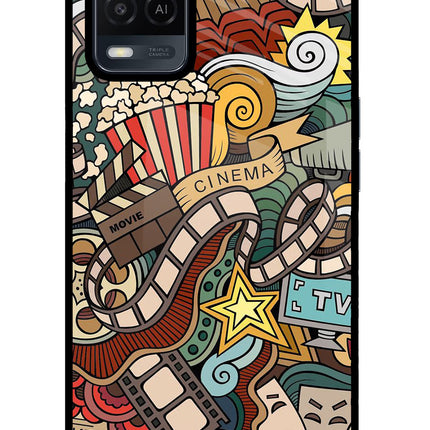 Cinema Abstract Oppo A54 Glass Case Back Cover by Casekaro
