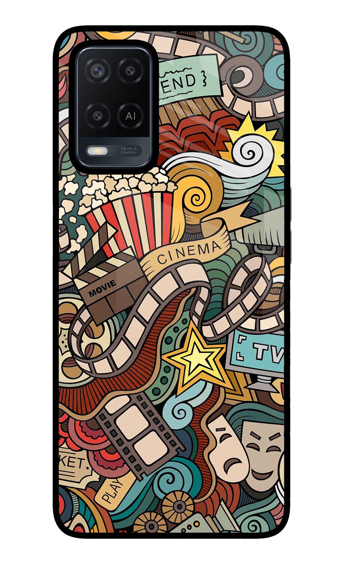 Cinema Abstract Oppo A54 Glass Case Back Cover by Casekaro