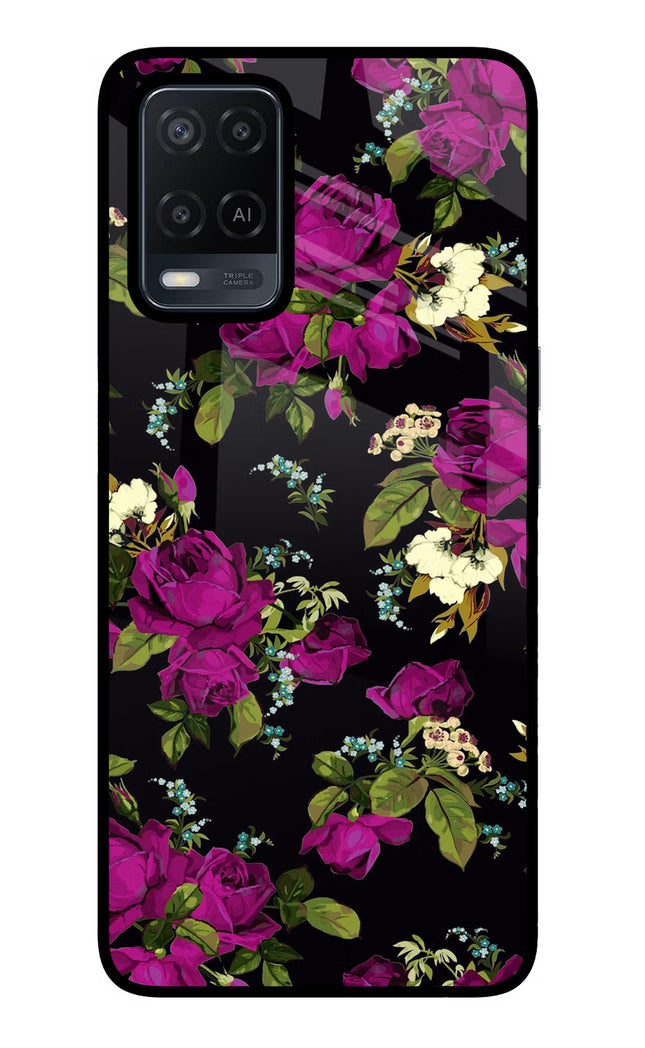 Flowers Oppo A54 Glass Case Back Cover by Casekaro
