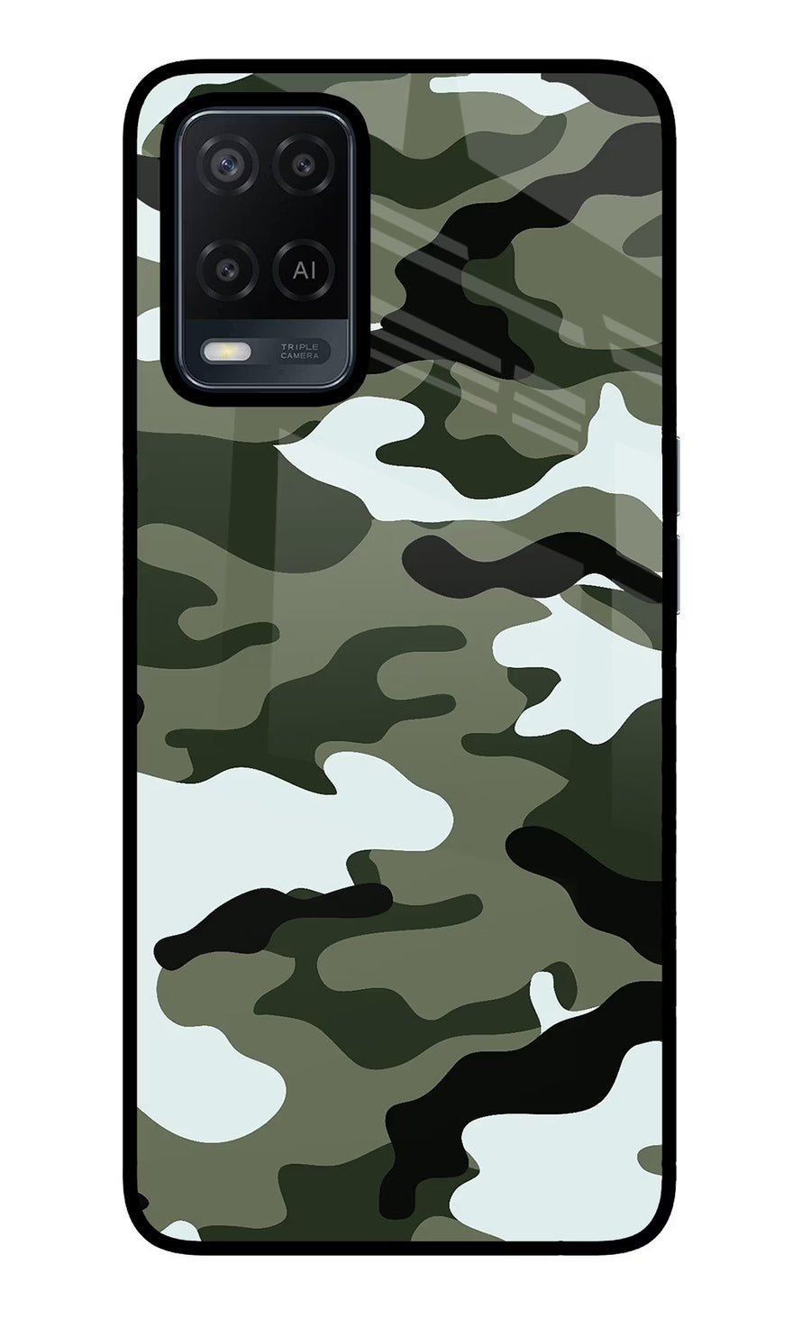 Camouflage Oppo A54 Back Cover, Glass case