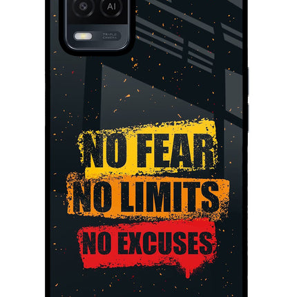 No Fear No Limits No Excuse Oppo A54 Glass Case Back Cover by Casekaro