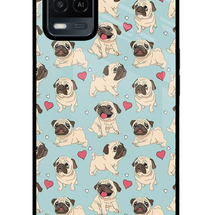 Pug Dog Oppo A54 Glass Case Back Cover by Casekaro