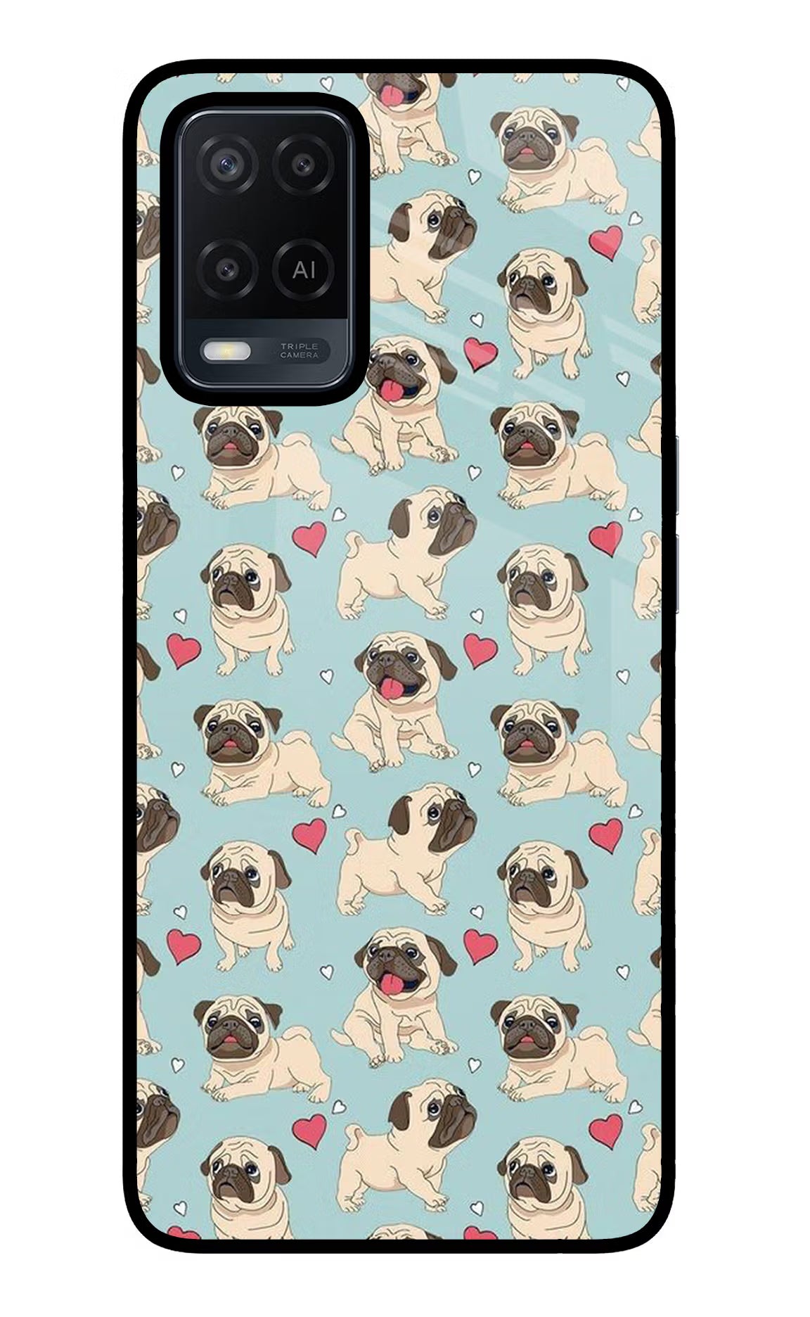 Pug Dog Oppo A54 Glass Case Back Cover by Casekaro