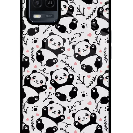 Cute Panda Oppo A54 Glass Case Back Cover by Casekaro