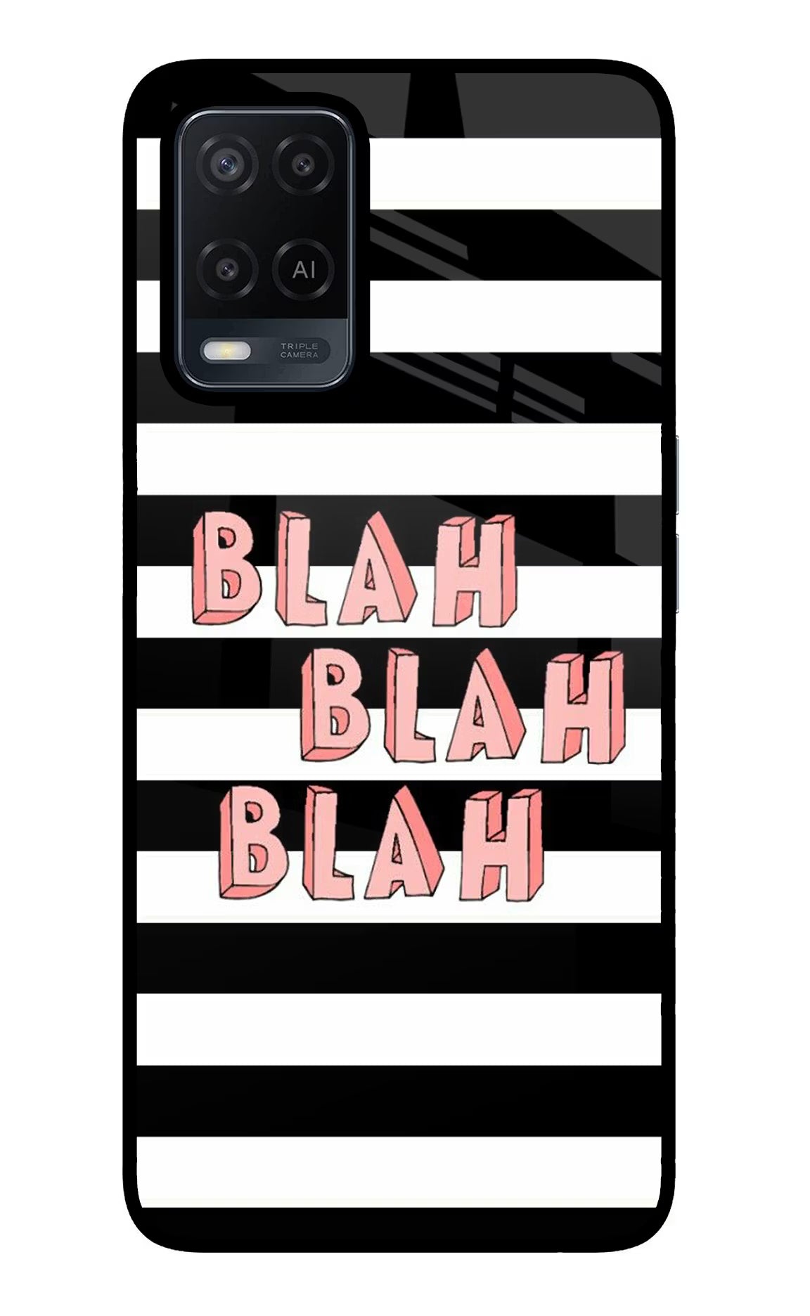 Blah Blah Blah Oppo A54 Glass Case Back Cover by Casekaro