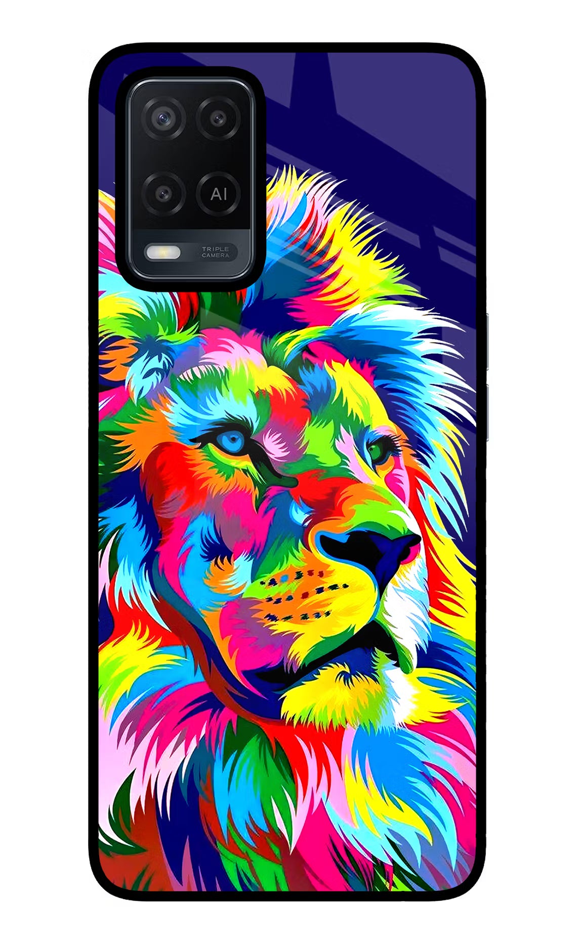 Vector Art Lion Oppo A54 Glass Case Back Cover by Casekaro
