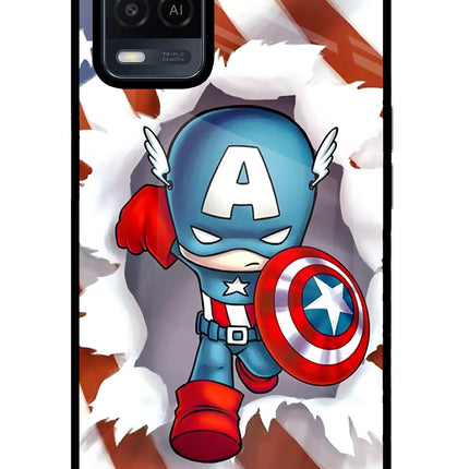 Captain America Oppo A54 Glass Case Back Cover by Casekaro