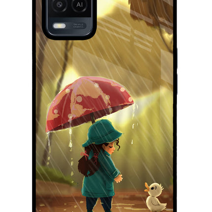 Rainy Day Oppo A54 Glass Case Back Cover by Casekaro