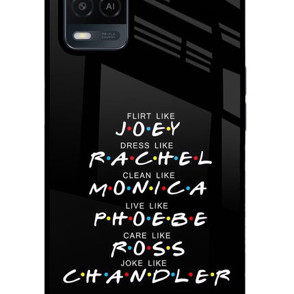 FRIENDS Character Oppo A54 Glass Case Back Cover by Casekaro