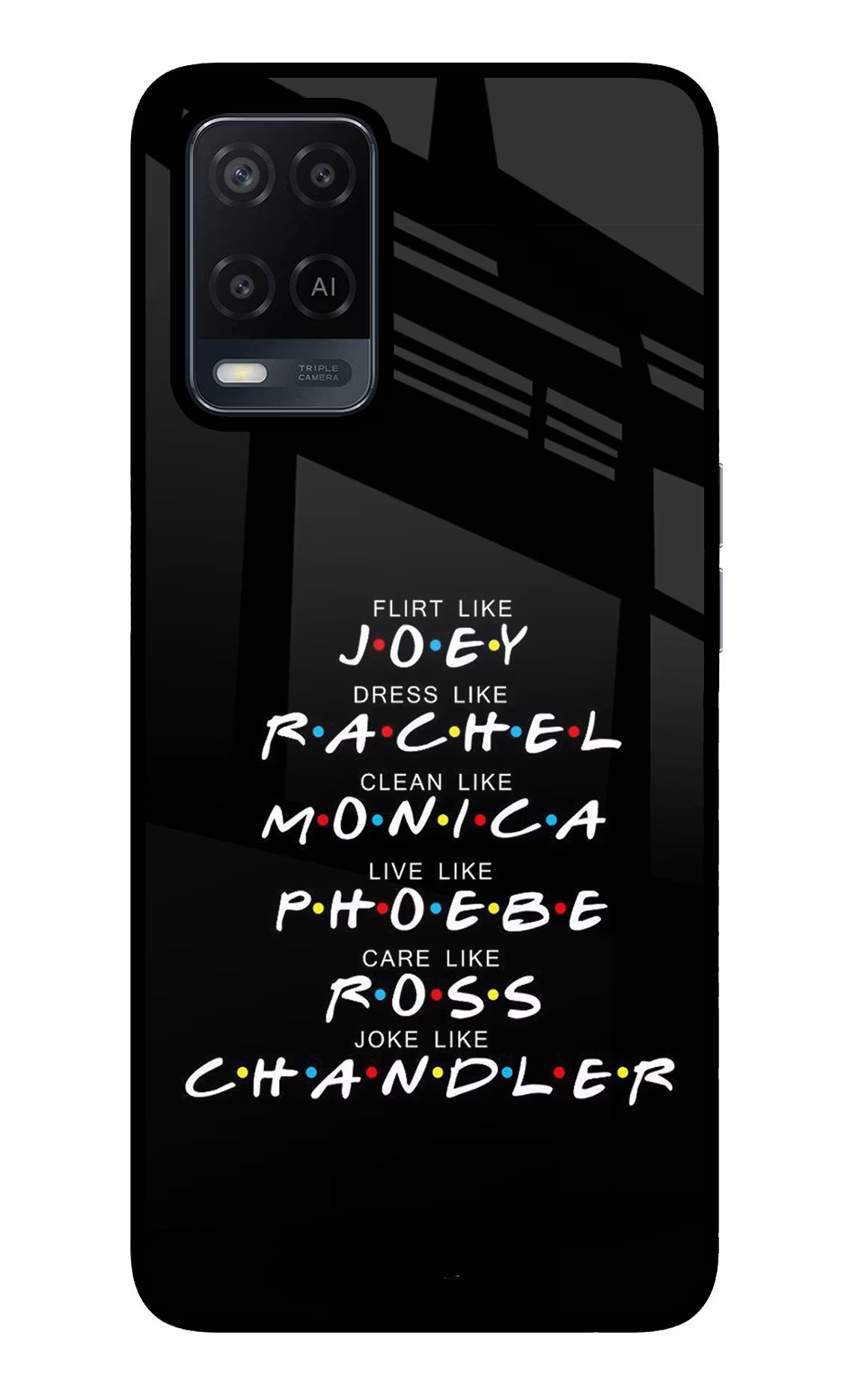 FRIENDS Character Oppo A54 Glass Case Back Cover by Casekaro