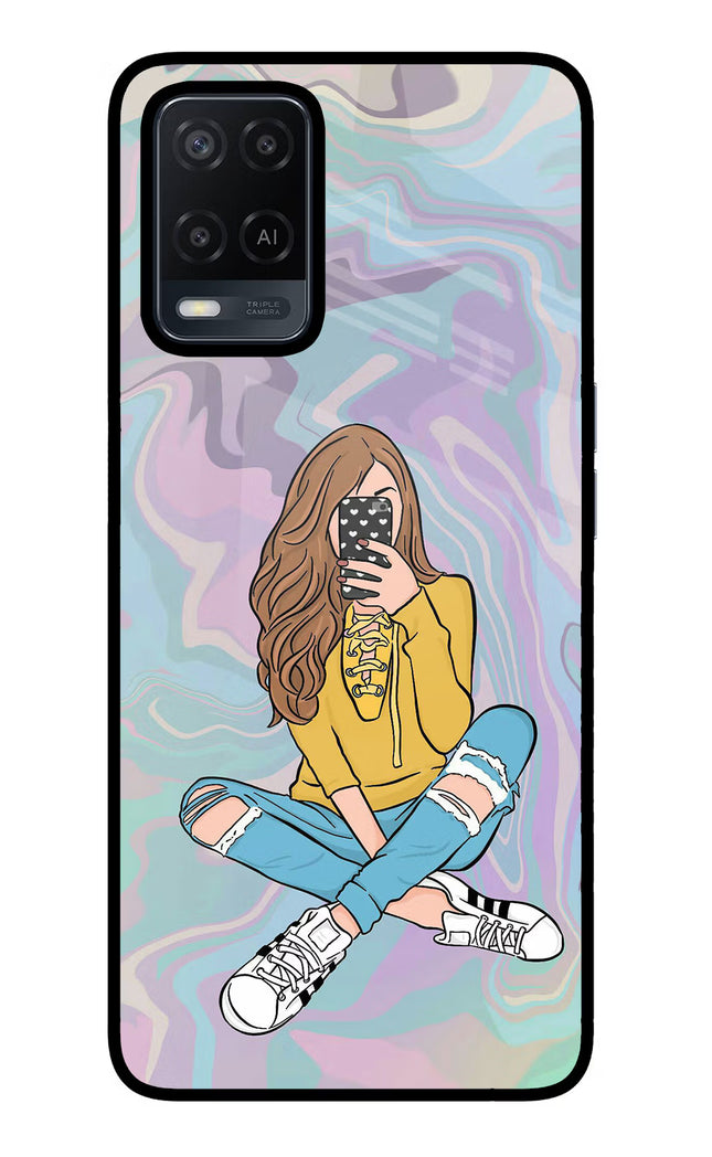 Selfie Girl Oppo A54 Glass Case Back Cover by Casekaro