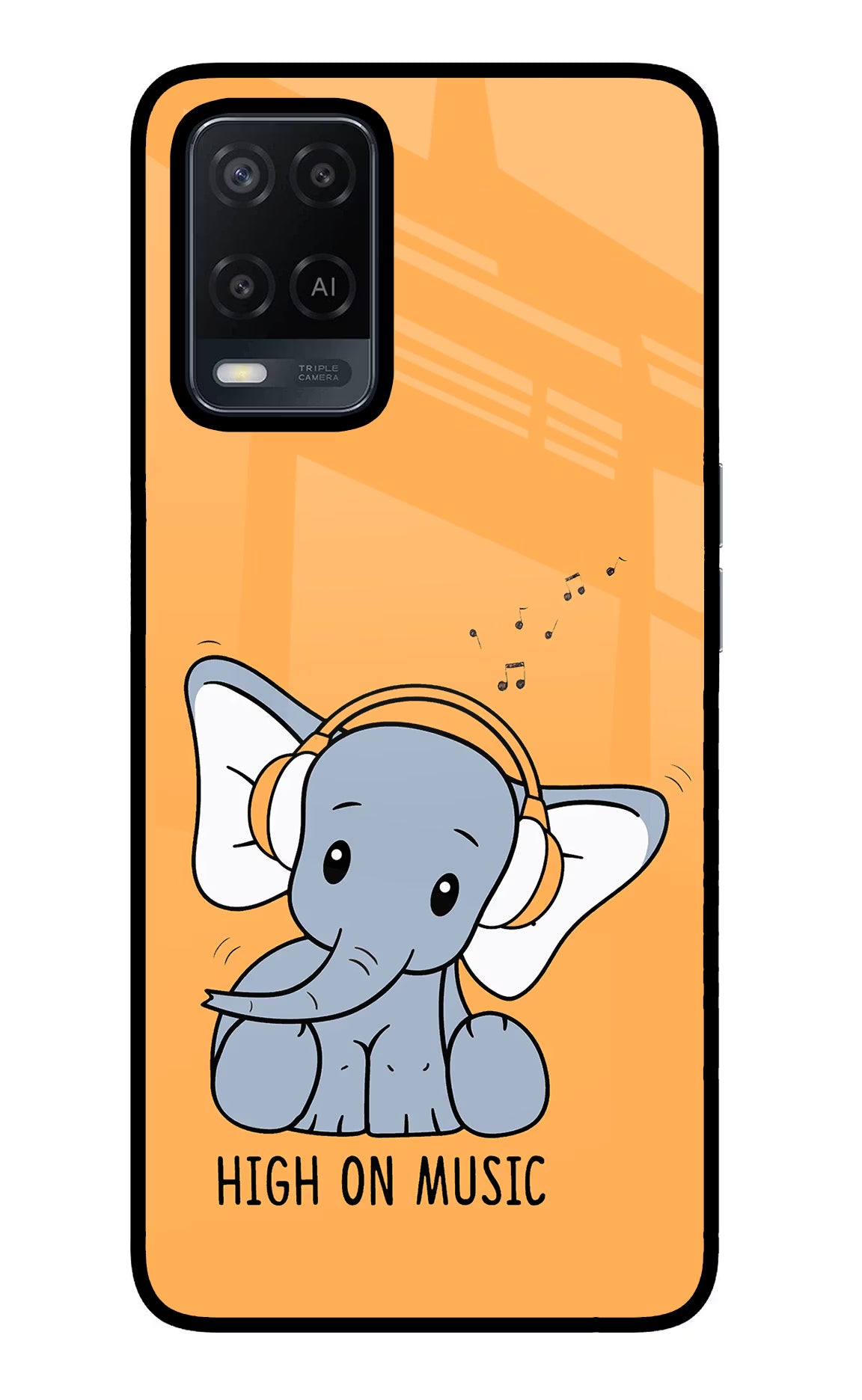 High On Music Oppo A54 Glass Case Back Cover by Casekaro