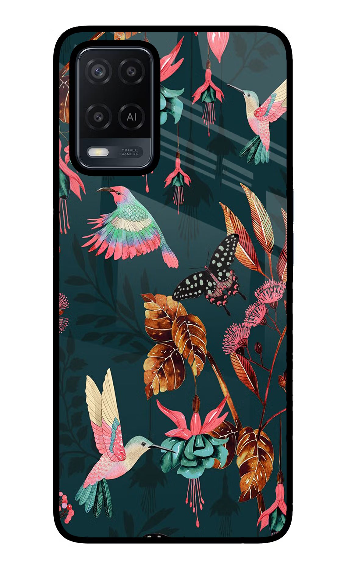Birds Oppo A54 Glass Case Back Cover by Casekaro