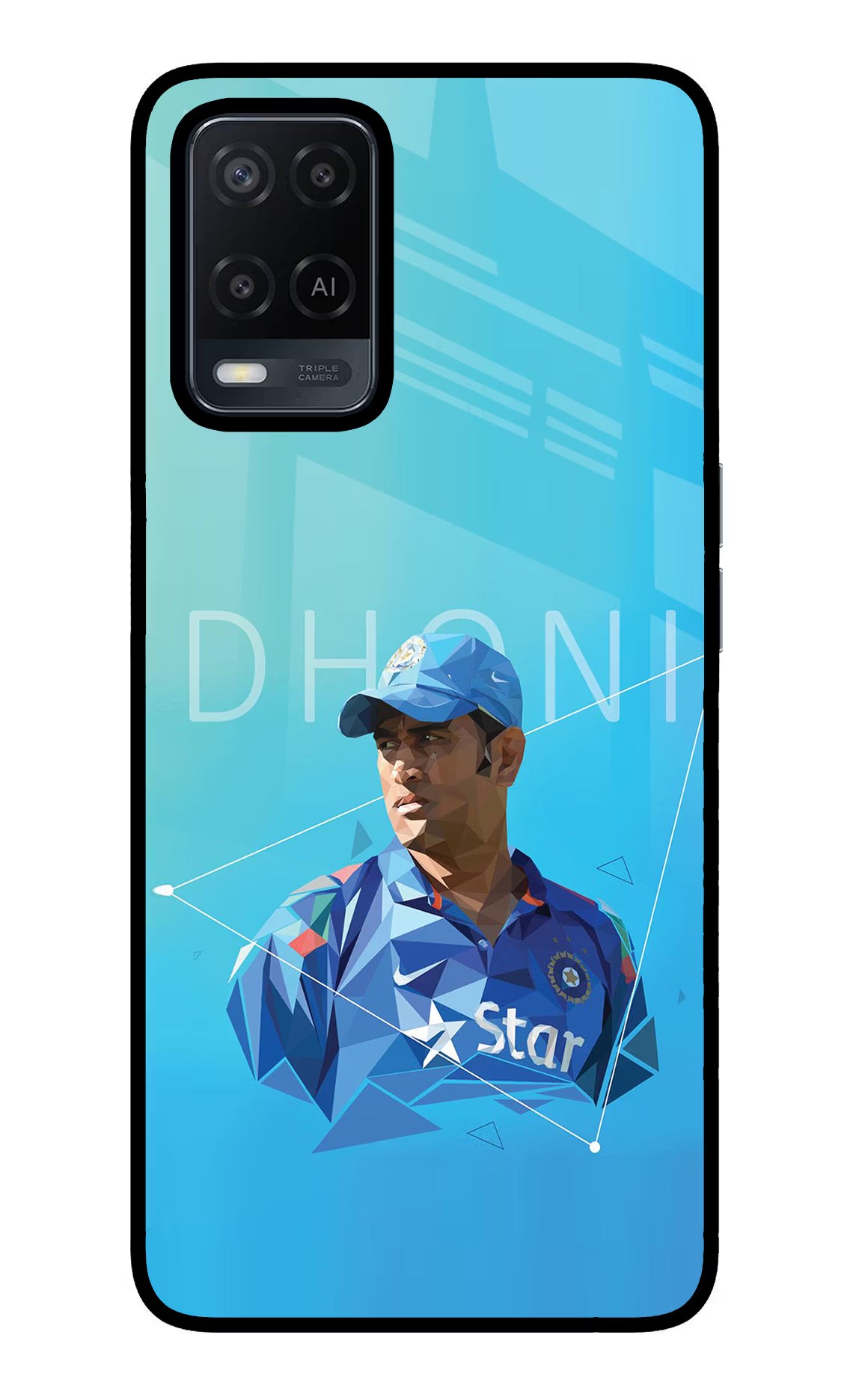 Dhoni Artwork Oppo A54 Glass Case Back Cover by Casekaro