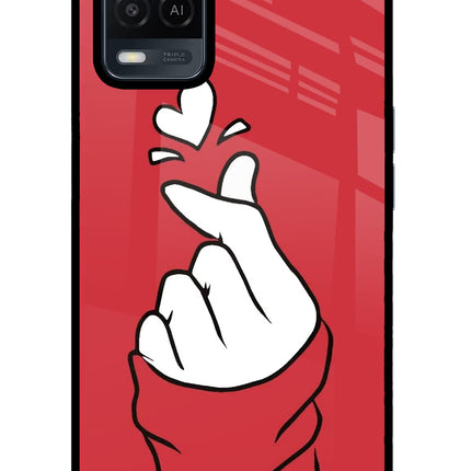 Korean Love Sign Oppo A54 Glass Case Back Cover by Casekaro