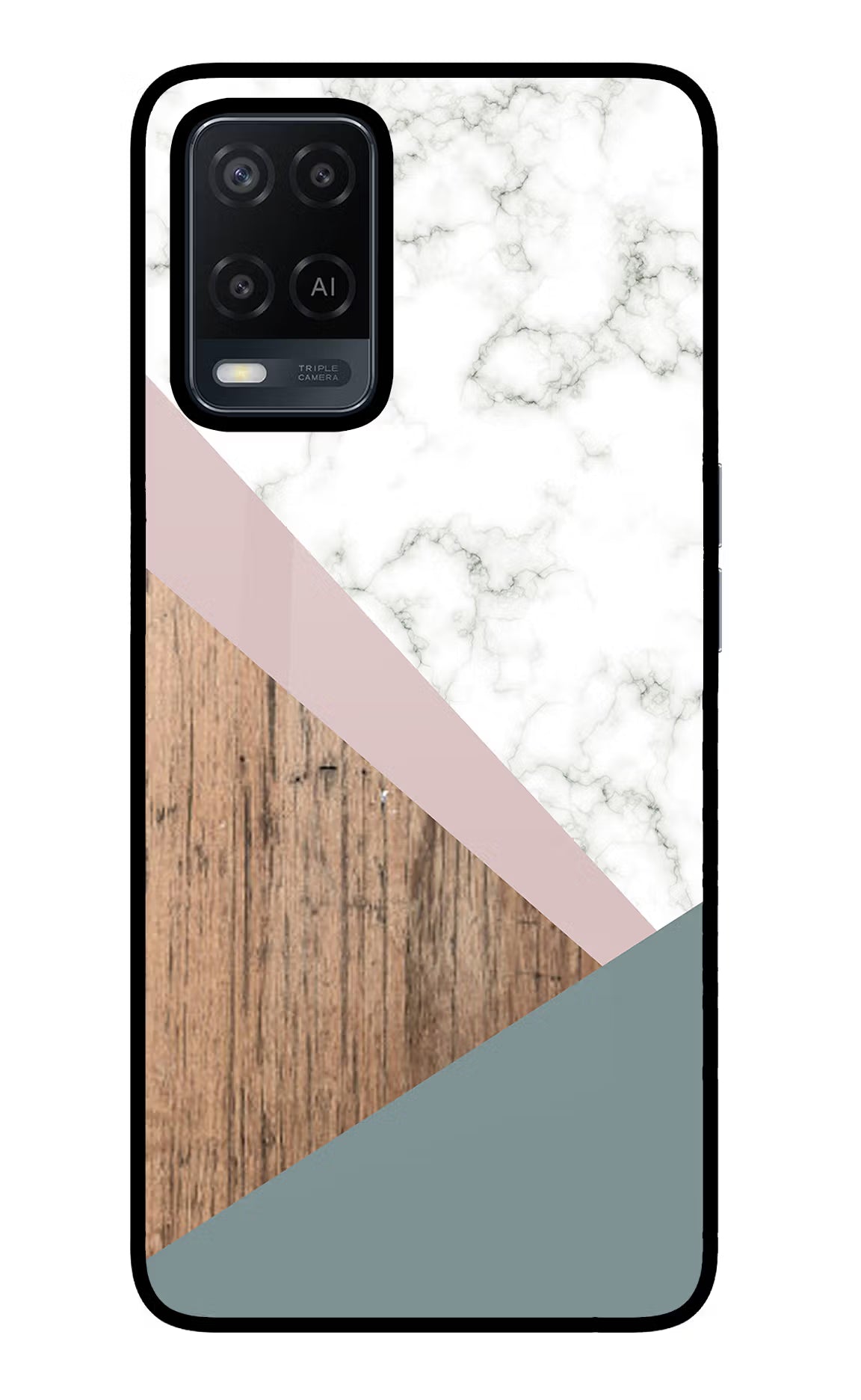 Marble wood Abstract Oppo A54 Glass Case Back Cover by Casekaro