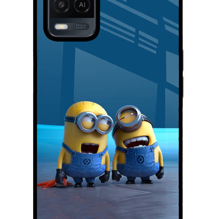 Minion Laughing Oppo A54 Glass Case Back Cover by Casekaro