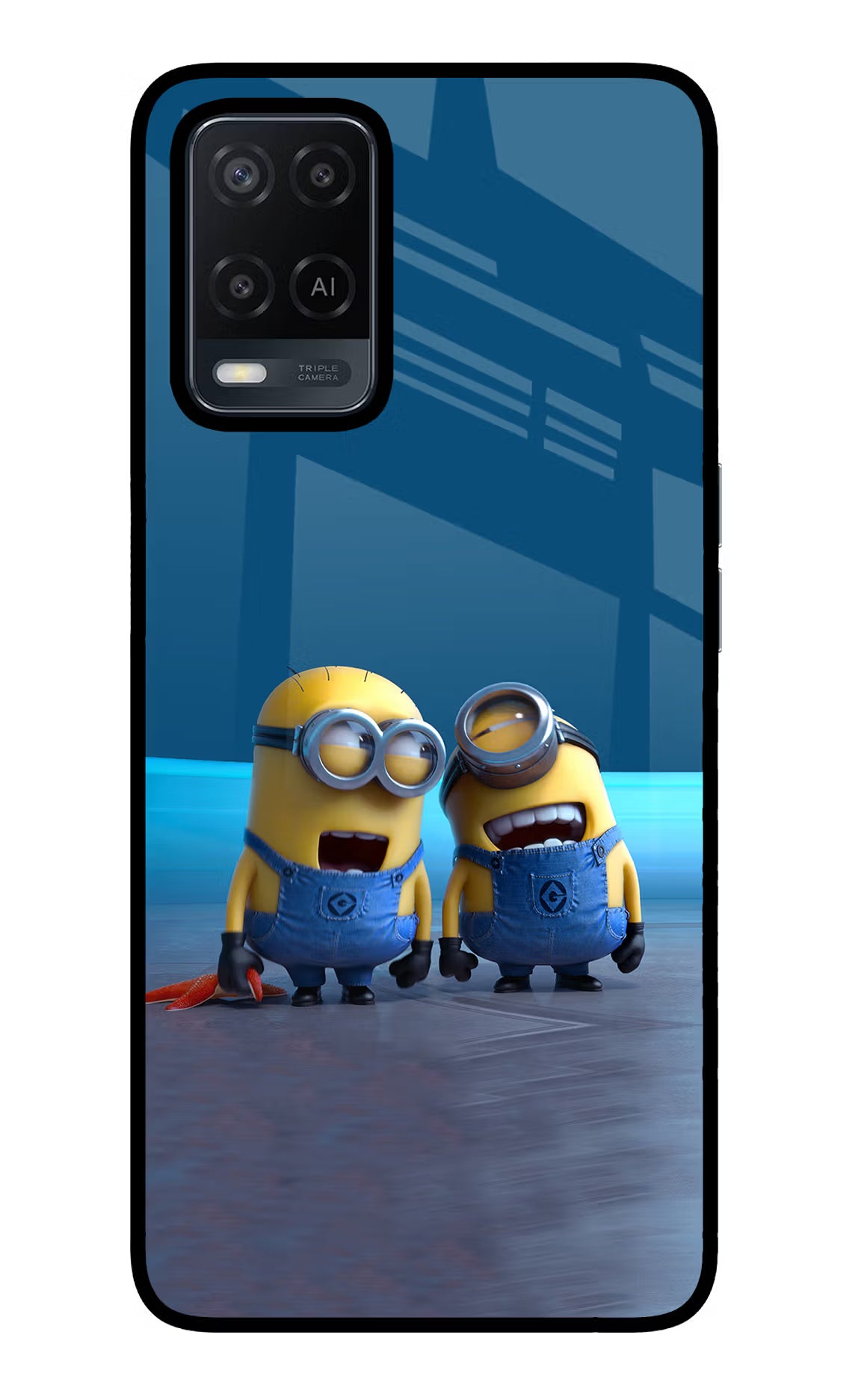 Minion Laughing Oppo A54 Glass Case Back Cover by Casekaro