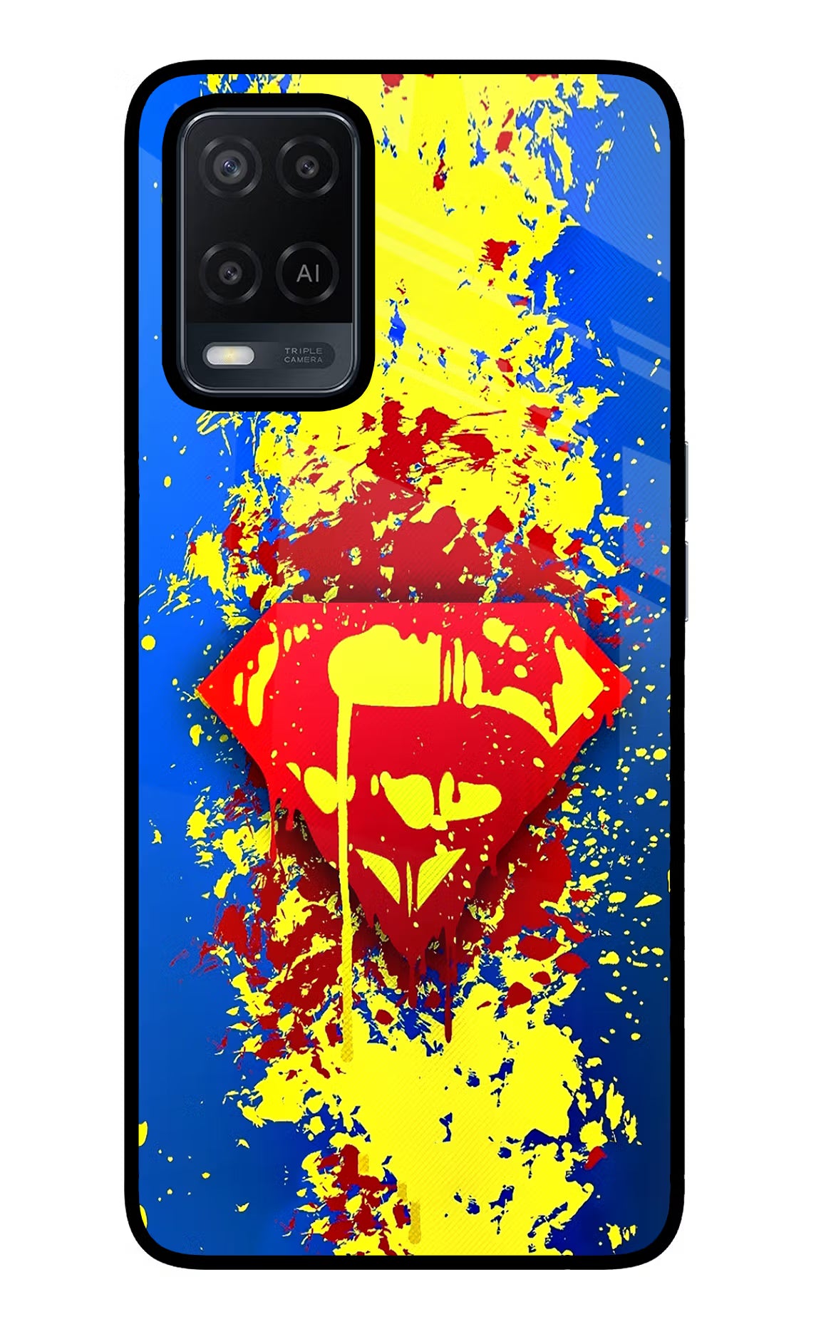 Superman logo Oppo A54 Glass Case Back Cover by Casekaro