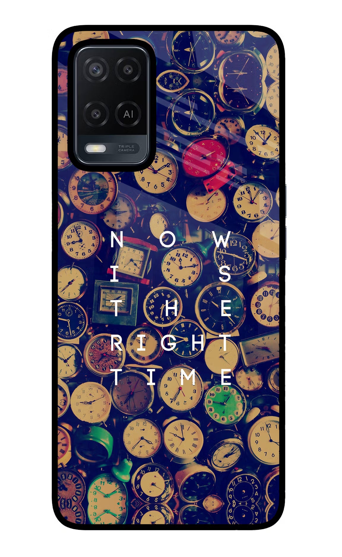 Now is the Right Time Quote Oppo A54 Glass Case Back Cover by Casekaro