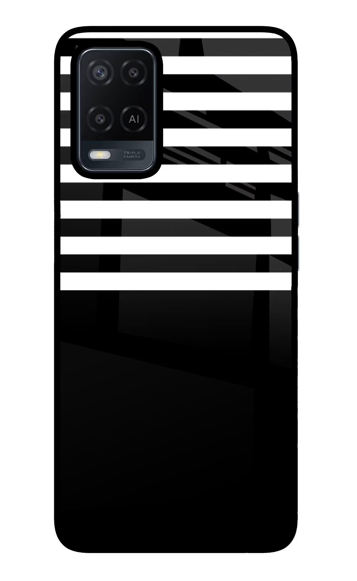 Black and White Print Oppo A54 Glass Case Back Cover by Casekaro