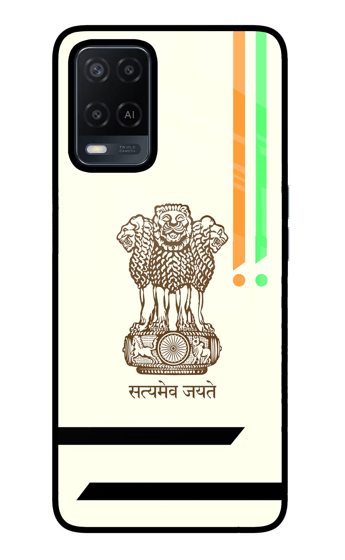Satyamev Jayate Brown Logo Oppo A54 Glass Case Back Cover by Casekaro