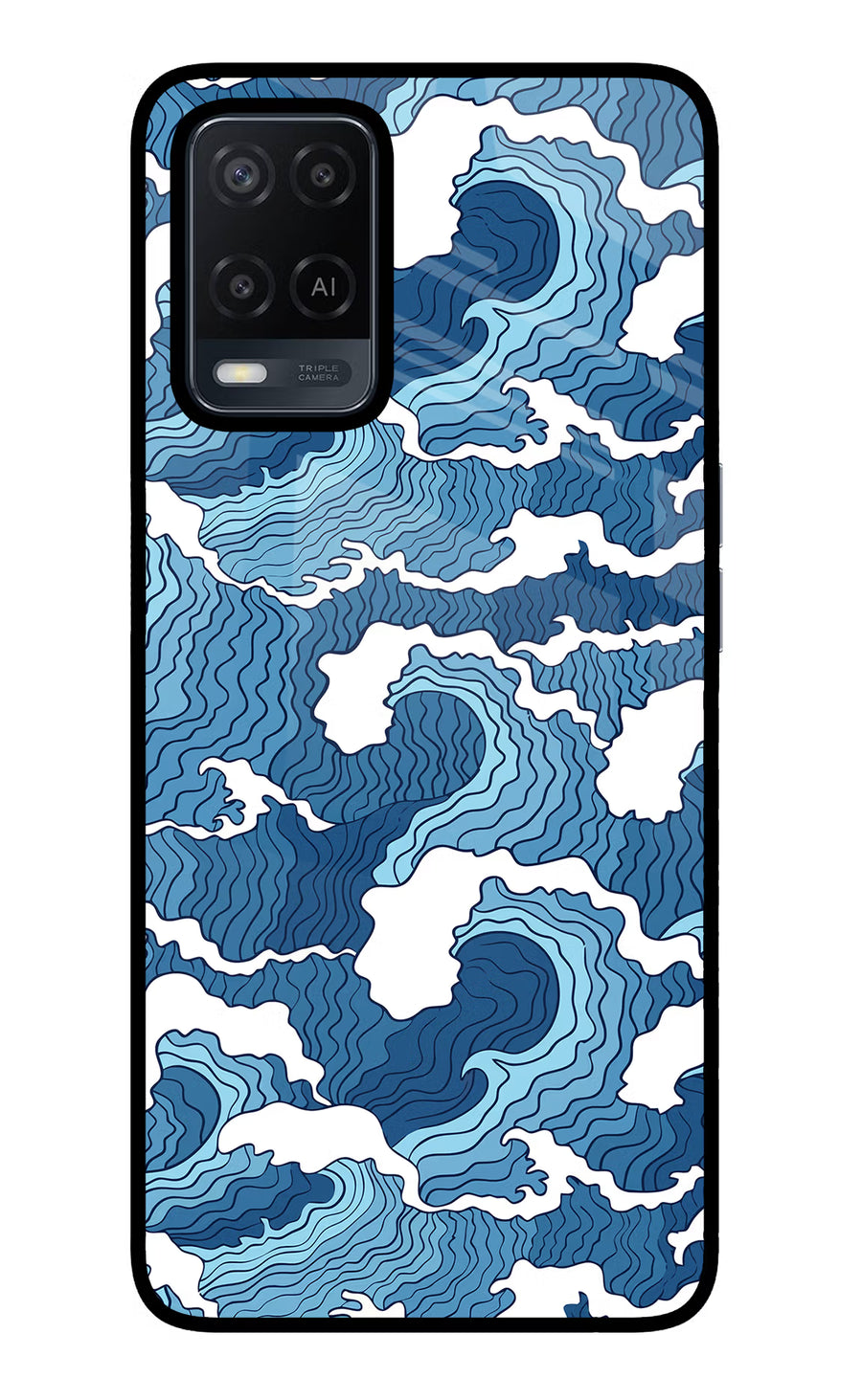 Blue Waves Oppo A54 Back Cover, Glass case