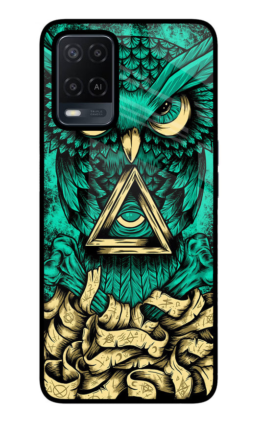Green Owl Oppo A54 Glass Case