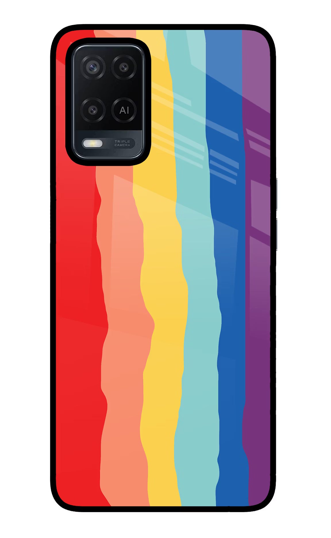 Rainbow Oppo A54 Glass Case Back Cover by Casekaro