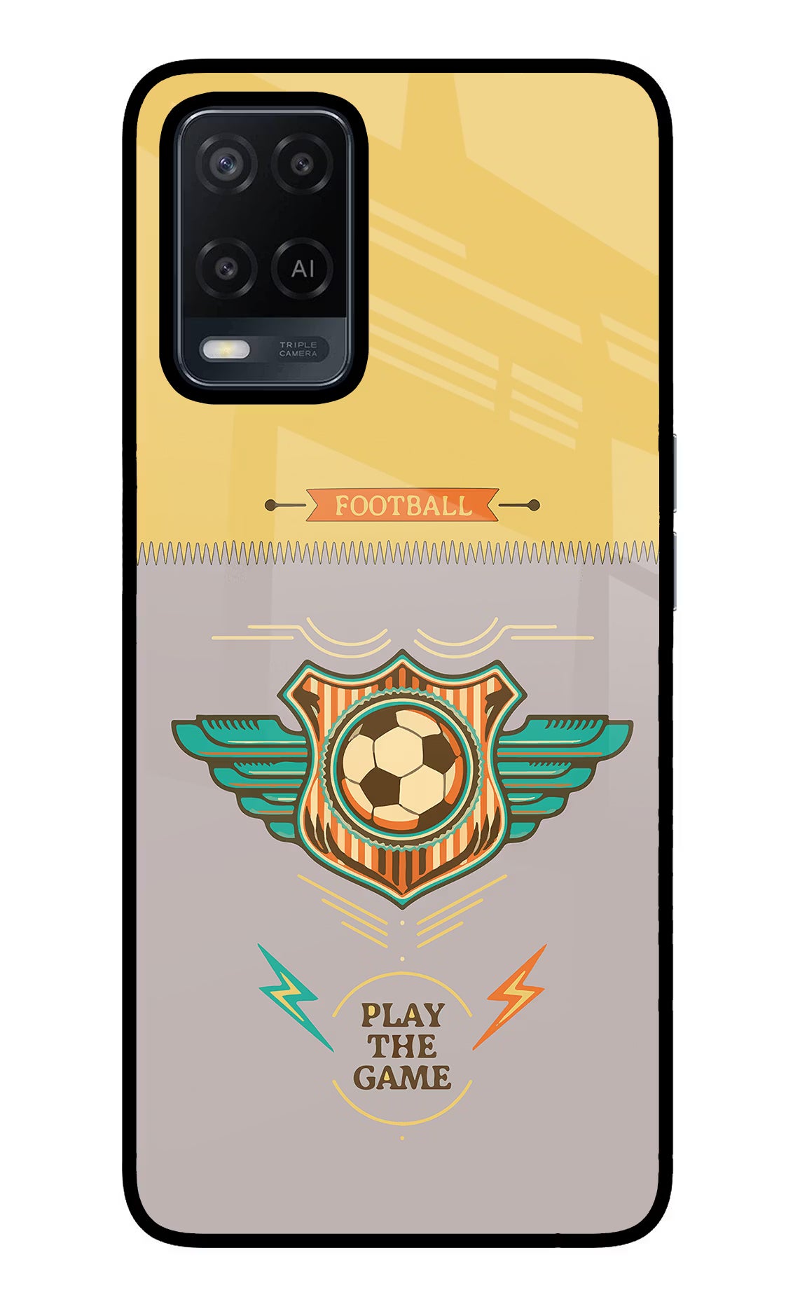 Football Oppo A54 Glass Case Back Cover by Casekaro