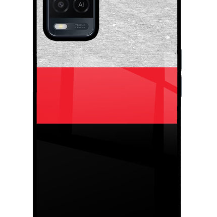 Tri Color Pattern Oppo A54 Glass Case Back Cover by Casekaro
