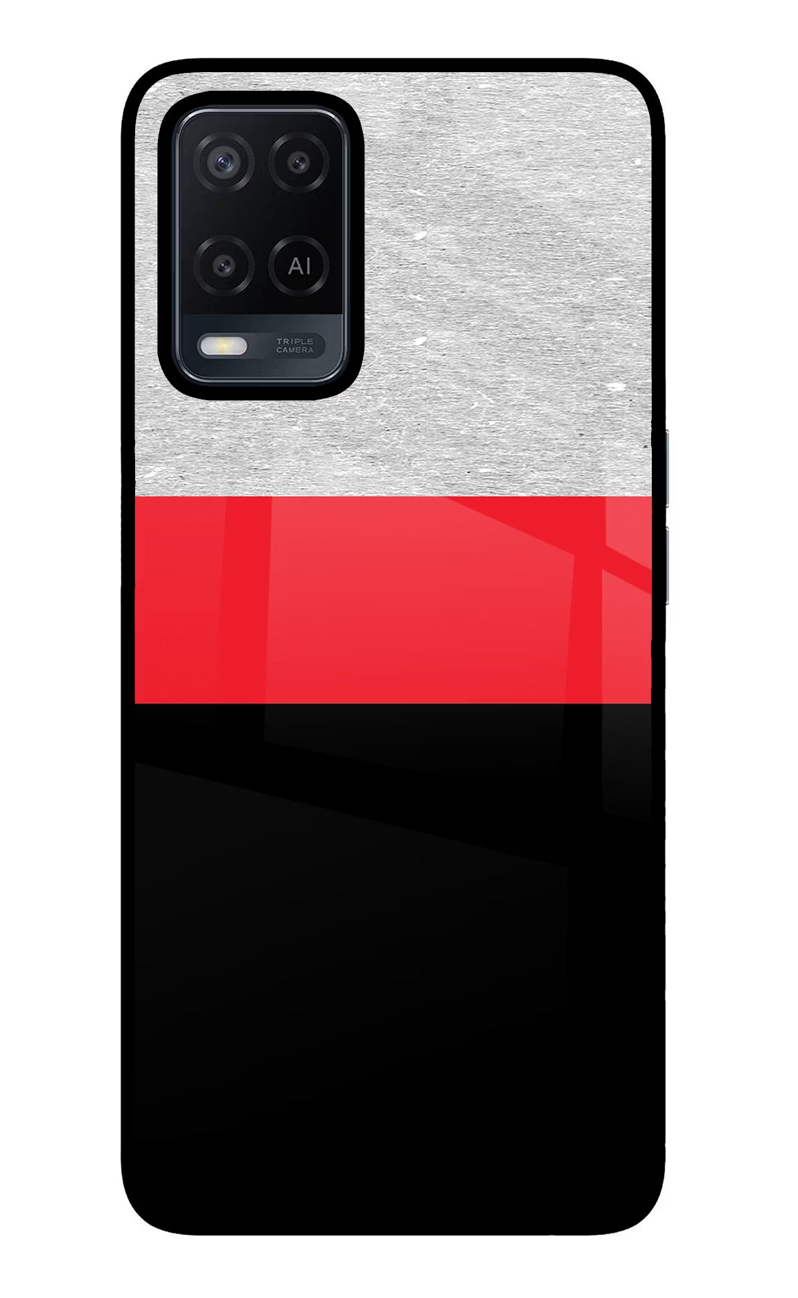 Tri Color Pattern Oppo A54 Glass Case Back Cover by Casekaro