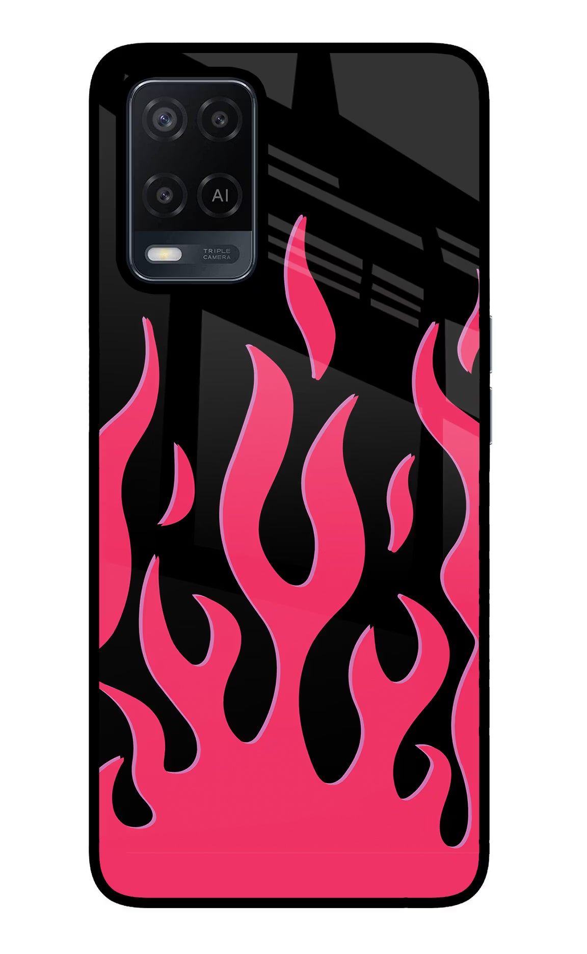 Fire Flames Oppo A54 Glass Case Back Cover by Casekaro