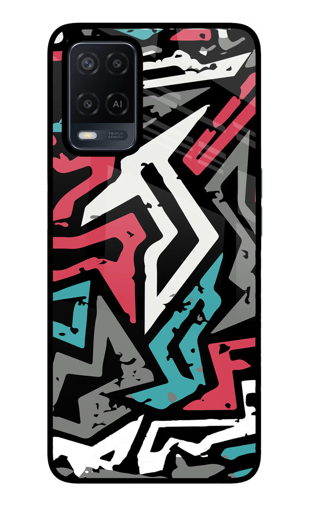 Geometric Graffiti Oppo A54 Glass Case Back Cover by Casekaro