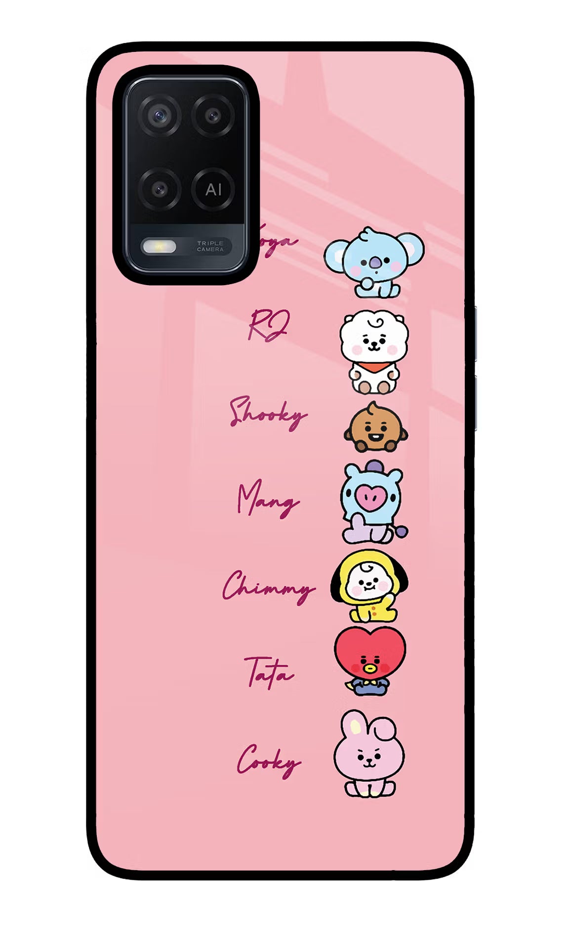 BTS names Oppo A54 Glass Case Back Cover by Casekaro