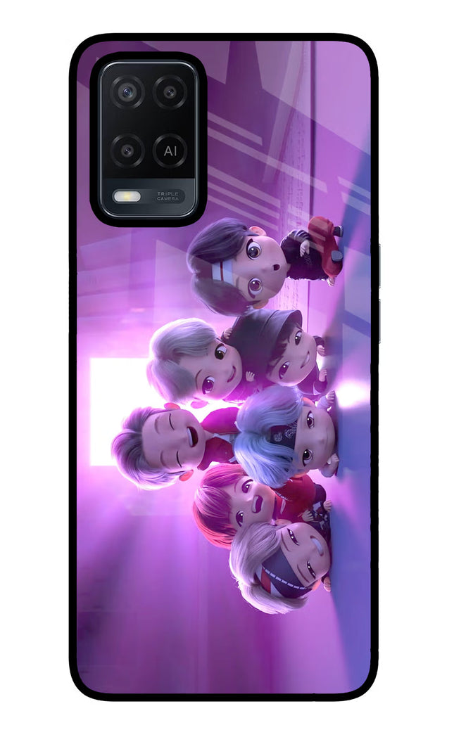BTS Chibi Oppo A54 Glass Case Back Cover by Casekaro