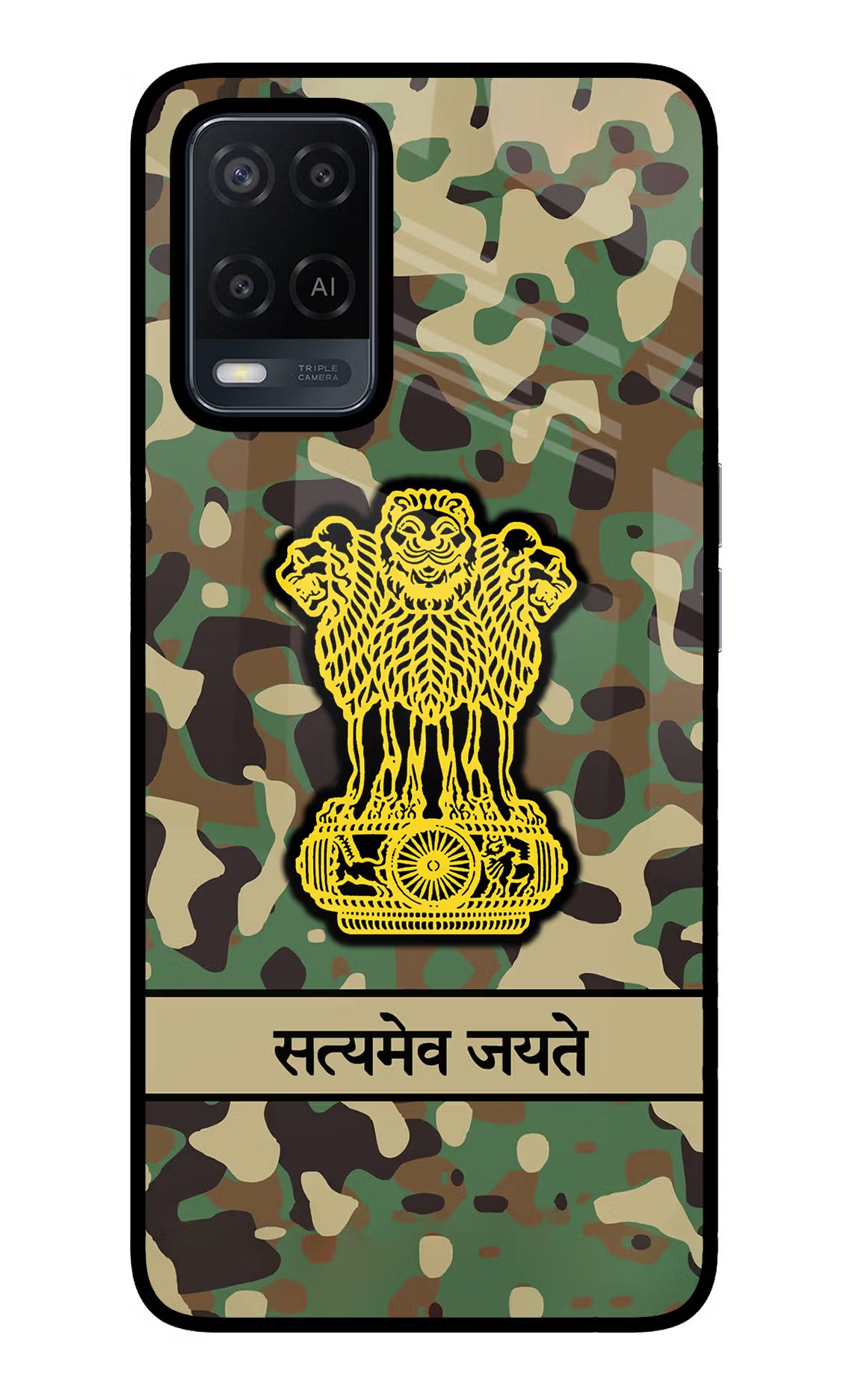 Satyamev Jayate Army Oppo A54 Glass Case Back Cover by Casekaro