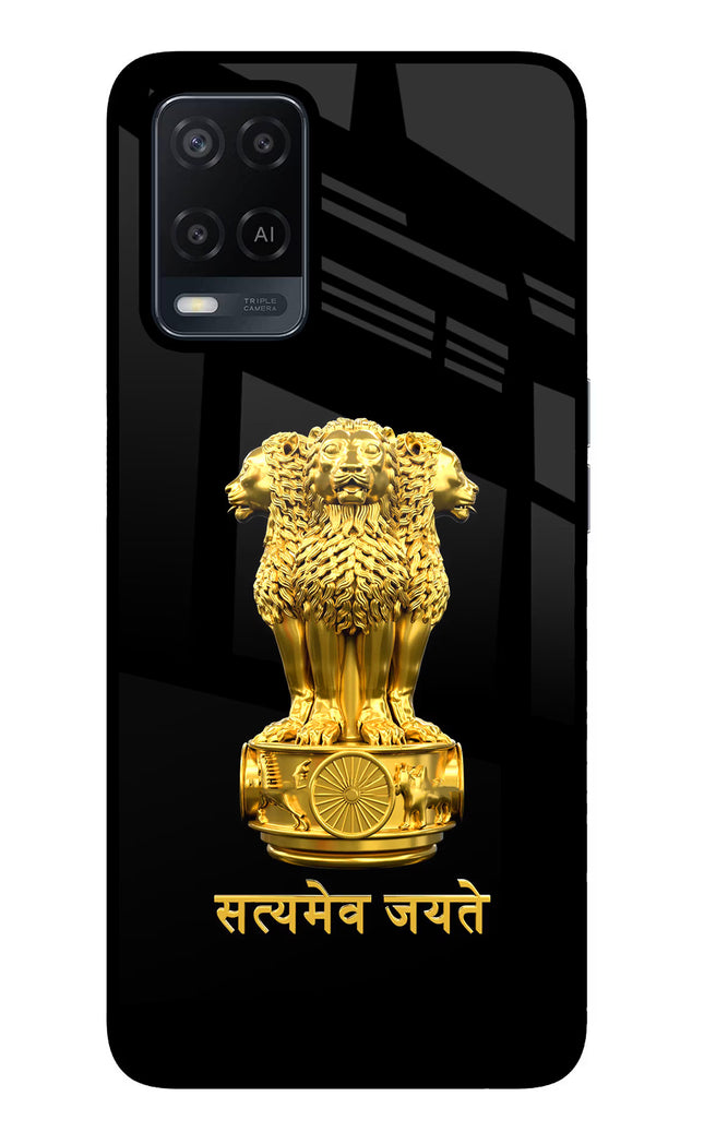 Satyamev Jayate Golden Oppo A54 Glass Case Back Cover by Casekaro
