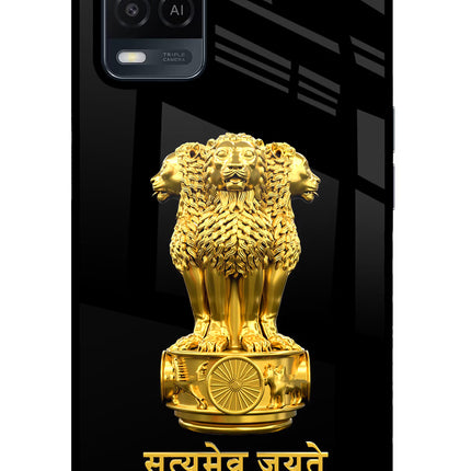 Satyamev Jayate Golden Oppo A54 Glass Case