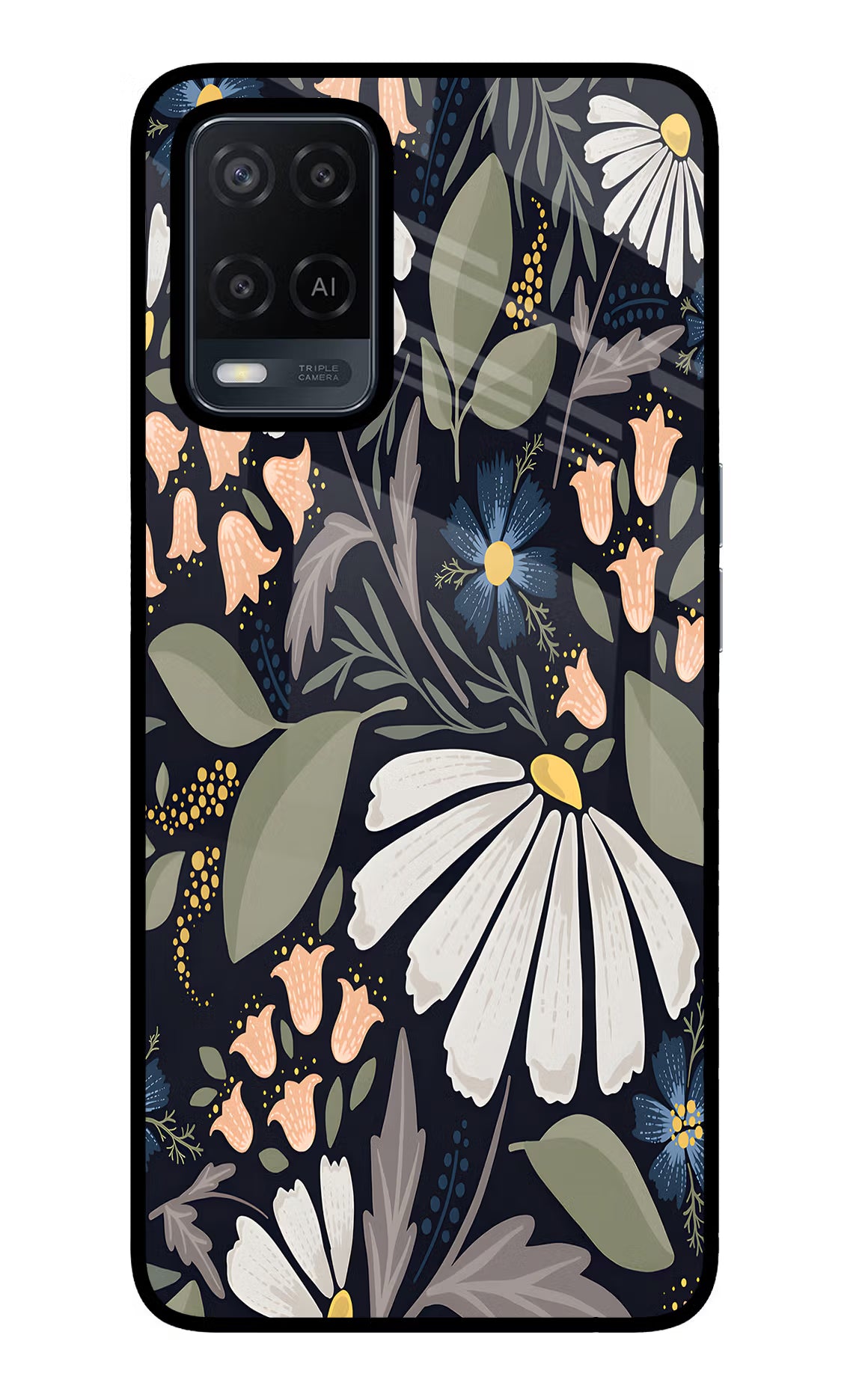 Flowers Art Oppo A54 Glass Case Back Cover by Casekaro